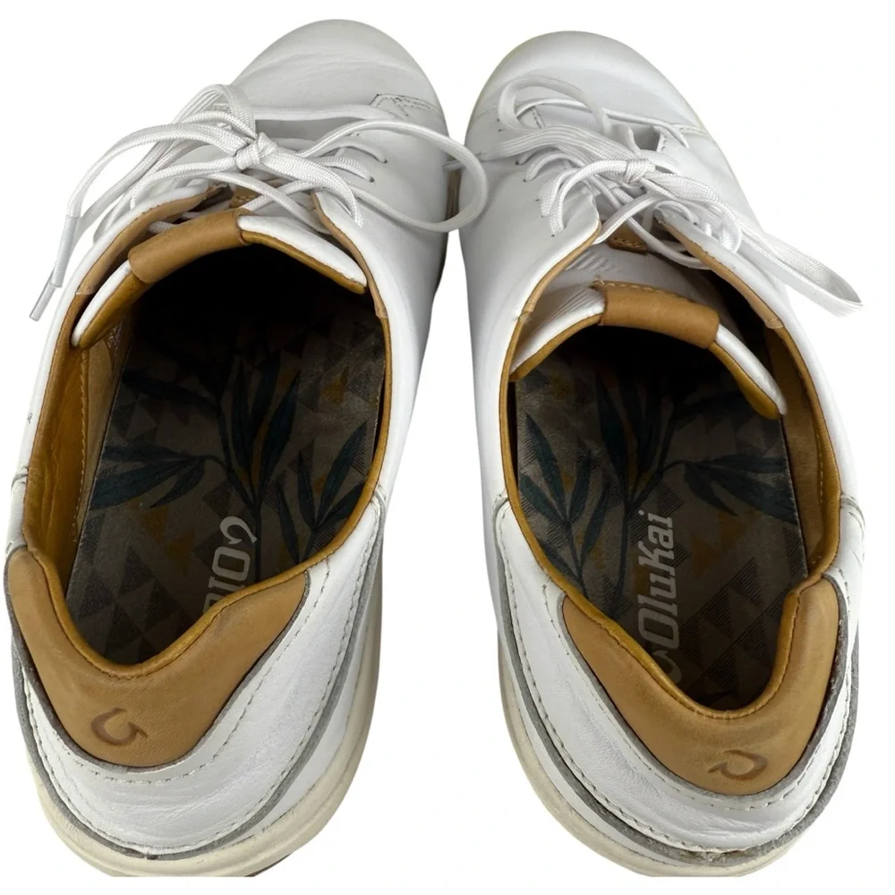 Olu Kai Men's Lae'ahi Li 'lli White Leather Drop Heel Casual Sneaker size 11.5 - Picture 7 of 9